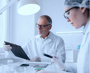 Clinical investigators reviewing a study together